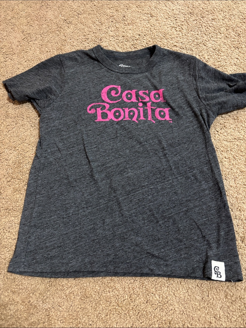 Casa Bonita Charcoal Tee with Pink Logo - Graphic Crew